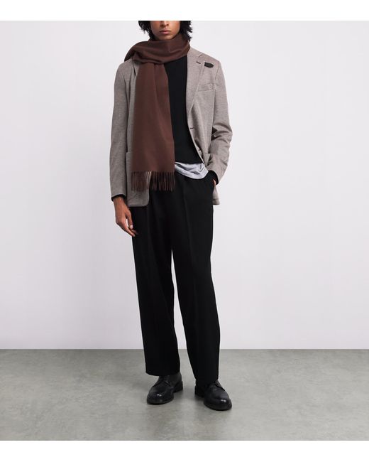 Brioni Brown Fringed Scarf for men
