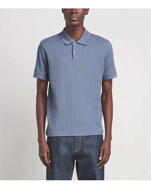 Vince Blue Pima Cotton Knit Polo Shirt for men