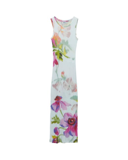 Loewe White Silk-Blend Floral Tank Dress
