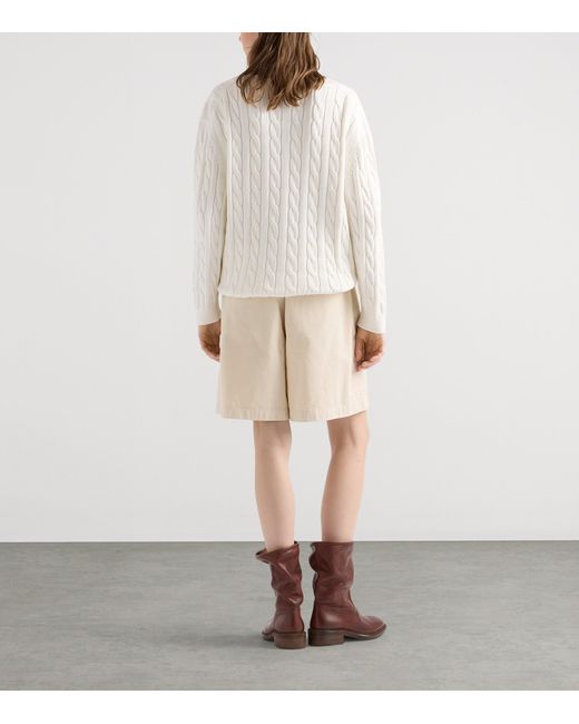 Prada White Cotton Cable-Knit Cardigan