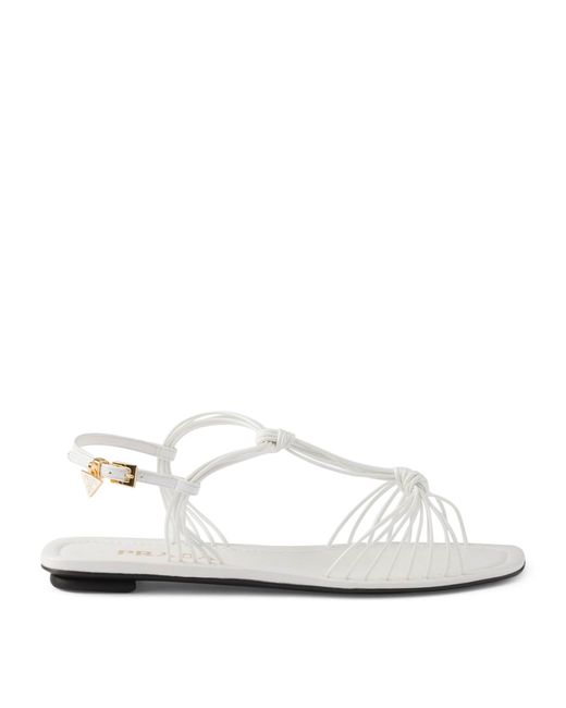 Prada White Patent Leather Sandals