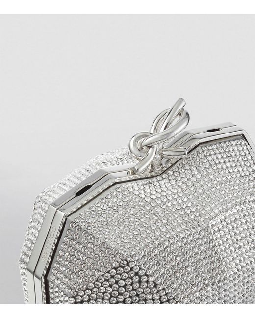 Jimmy Choo Gray Crystal-embellished Heart Clutch Bag