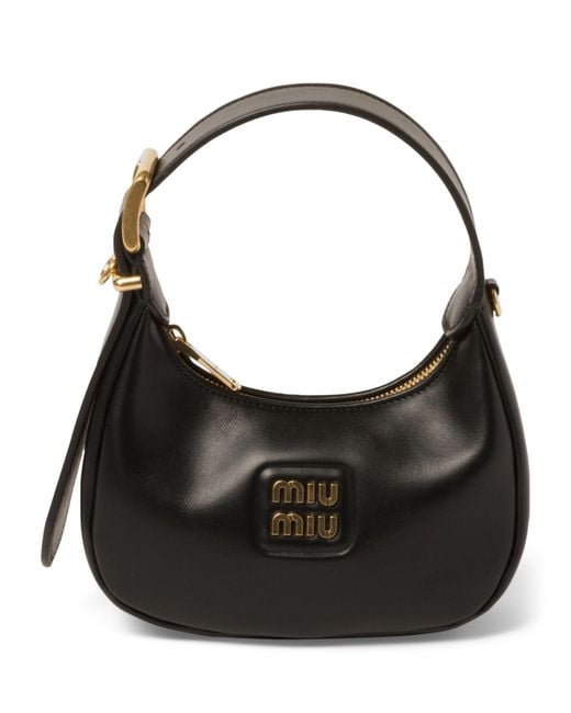Miu Miu Black Mini Leather Half-moon Top-handle Bag