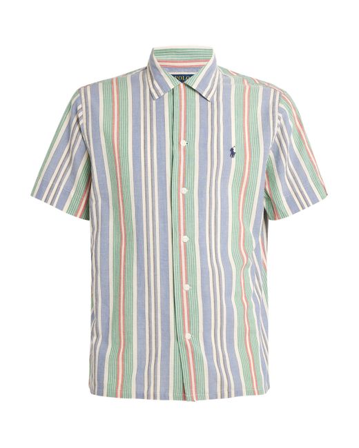 Polo Ralph Lauren Blue Cotton Chambray Stripe Cuban Shirt for men