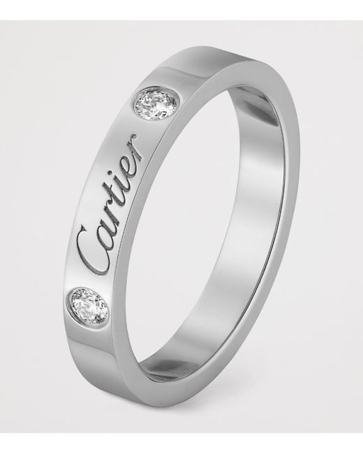 Cartier Metallic Platinum And Diamond C De Wedding Band