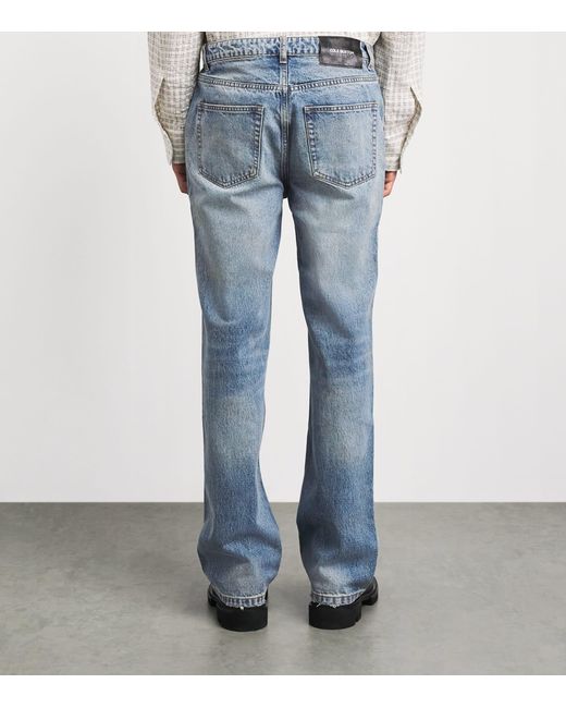 Cole Buxton Blue Distressed Straight Jeans for men