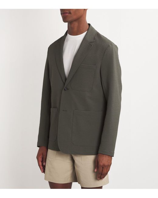 Emporio Armani Gray Seersucker Single-Breasted Blazer for men