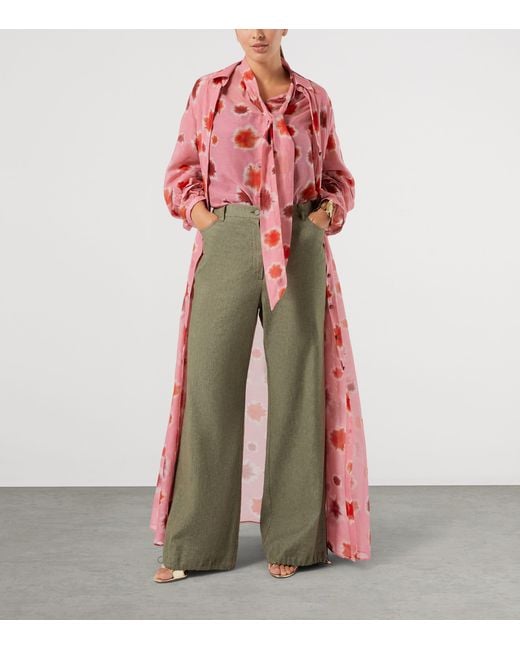 Marina Rinaldi Pink Cotton-Silk Printed Blouse