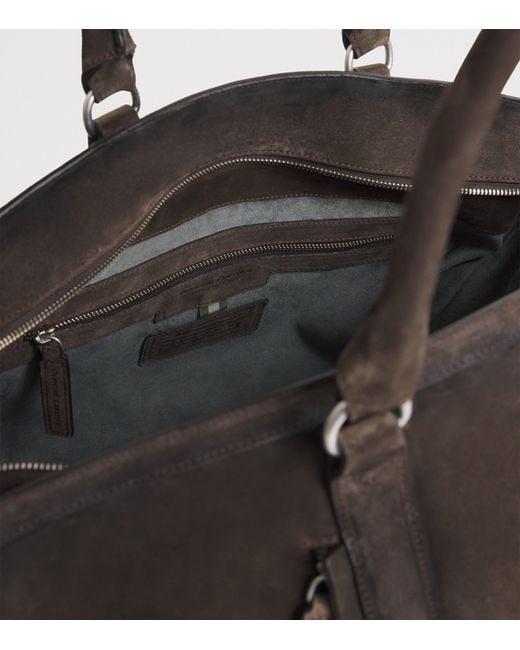 Officine Creative Black Suede Quentin Duffle Bag for men