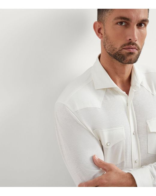 Brunello Cucinelli White Linen-cotton Jersey Shirt for men