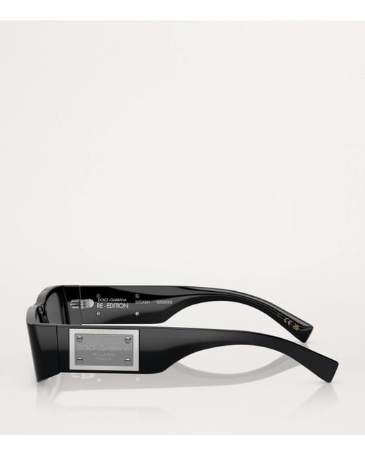 Dolce & Gabbana Black Re-Edition Rectangular Sunglasses