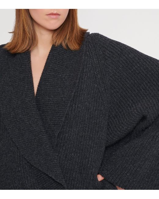 Balmain Blue Wool Oversized Wrap Sweater
