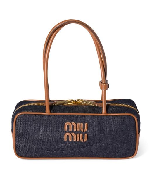 Miu Miu Blue Denim Beau Top-Handle Bag