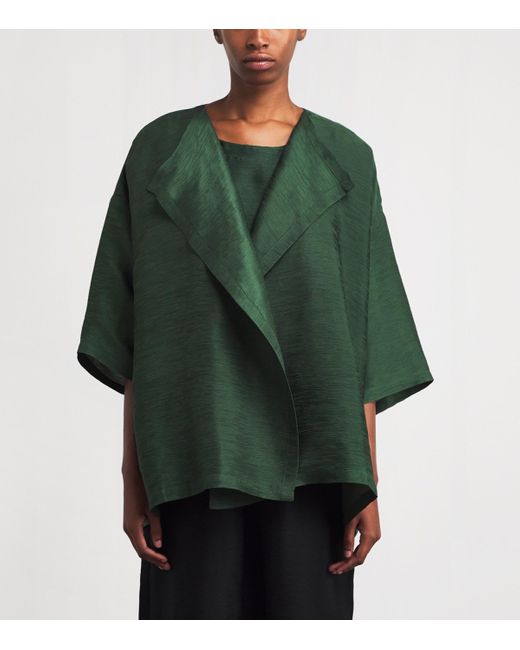 Eskandar Green Silk Wide A-Line Jacket