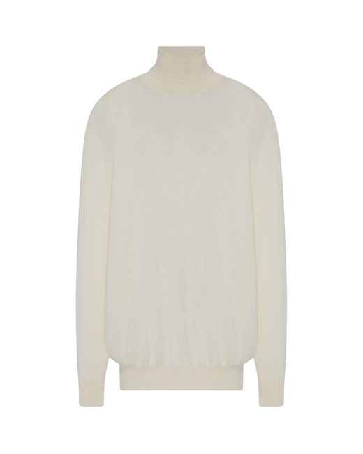 The Row White Nabari Cashmere Rollneck Sweater