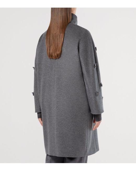 Marina Rinaldi Gray Virgin Wool Embellished Coat