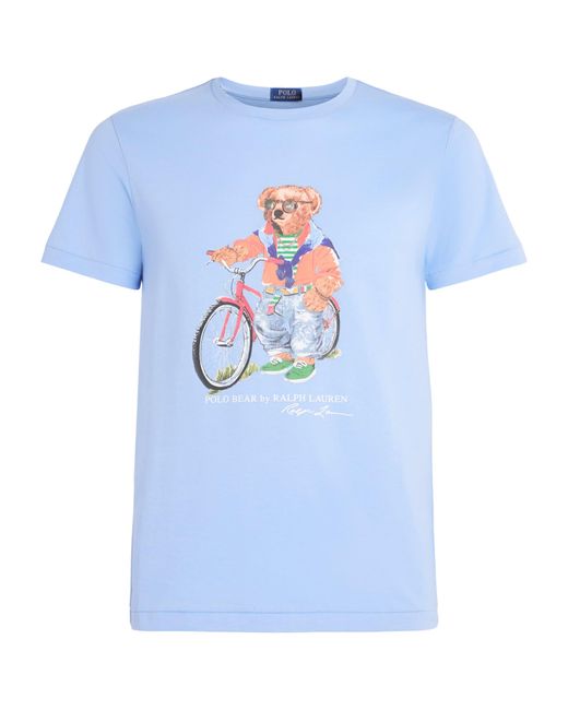 Polo Ralph Lauren Blue Cotton Polo Bear Bicycle Slim T-Shirt for men
