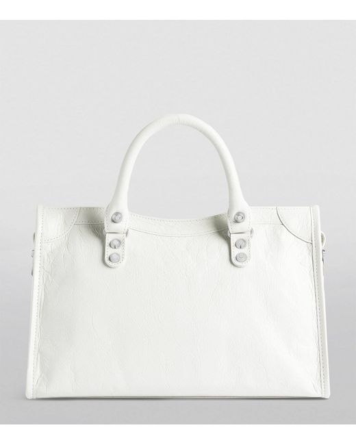 Balenciaga White Small Neo Cagole City Shoulder Bag