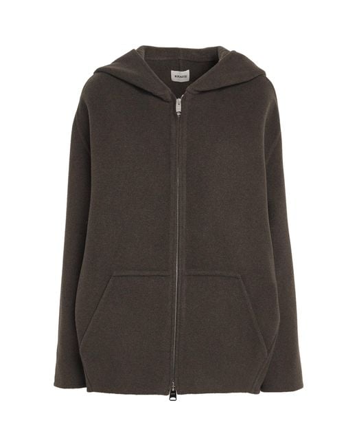Khaite Brown Virgin Wool Zip-Up Hoodie
