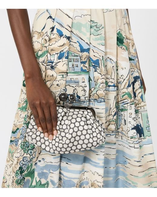 Weekend by Maxmara White Woven Jacquard Pasticcino Clutch Bag