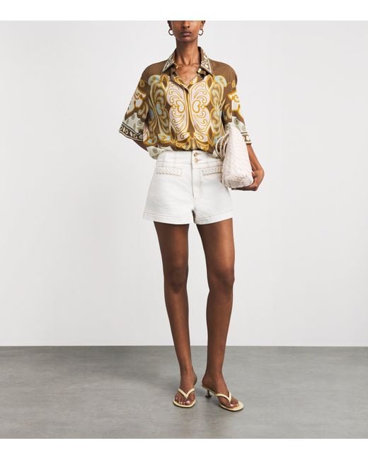 LaDoubleJ Metallic Cropped-Sleeve Geometric Shirt