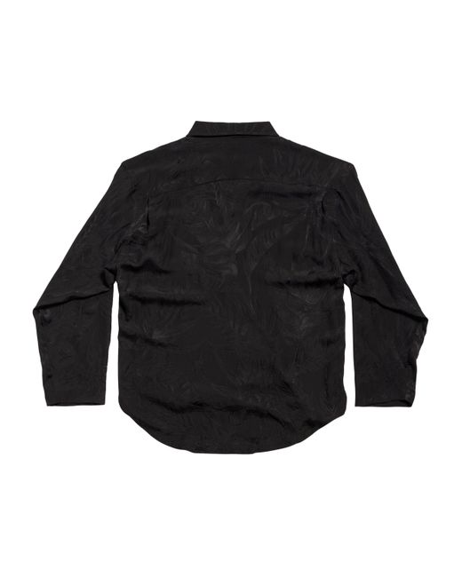 Balenciaga Black Silk Foliage Pattern Shirt