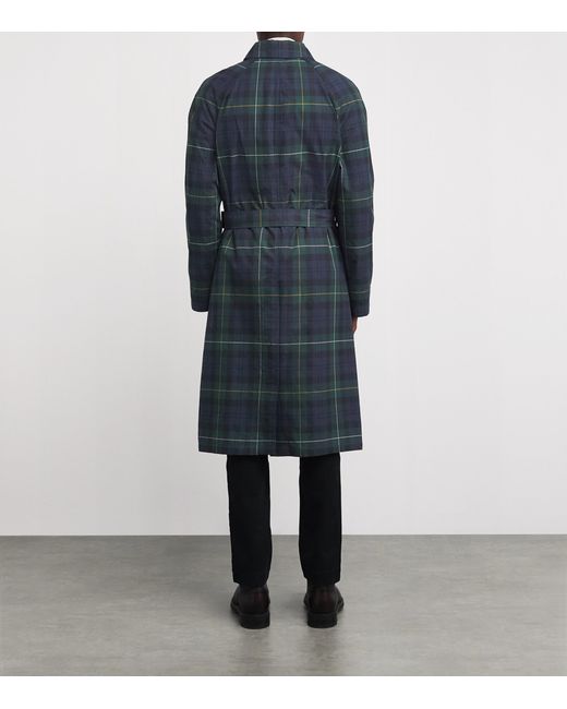 Polo Ralph Lauren Blue Waxed Cotton Tartan Overcoat for men