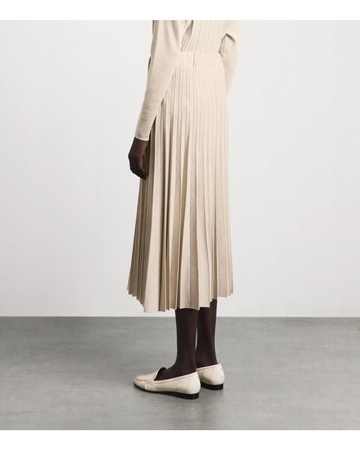 Agnona Natural Plissé Midi Skirt