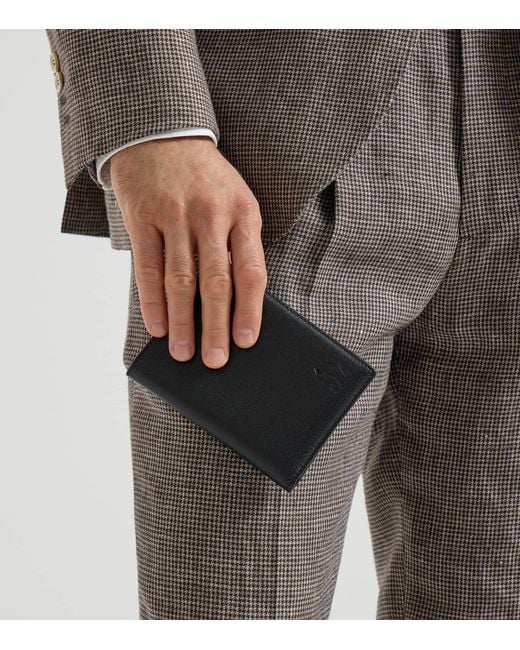 Brunello Cucinelli Black Leather Capretta Passport Holder for men