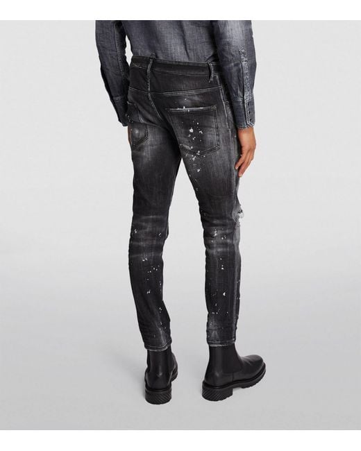 DSquared² Gray Distressed Skater Slim Jeans for men