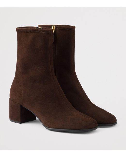 Prada Brown Suede Stretch Booties Ankle Boots 55