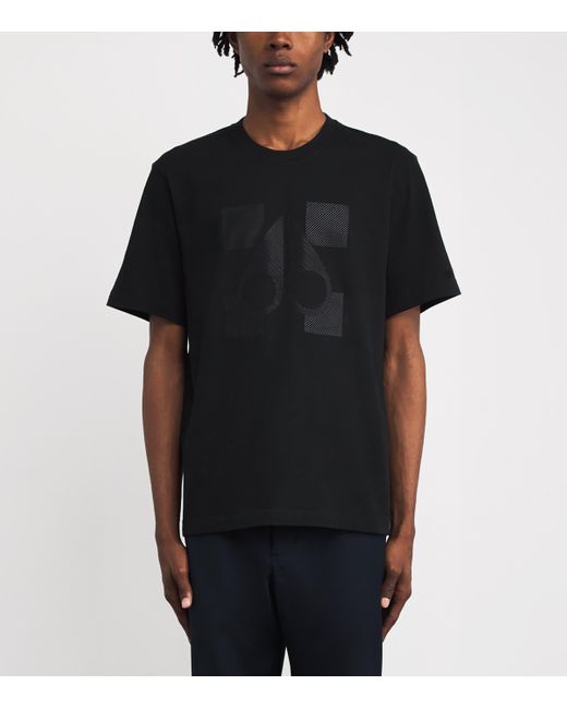 Moose Knuckles Black Rubberised Logo T-Shirt for men