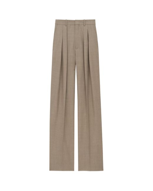 Saint Laurent Natural Wool Tailored Trousers