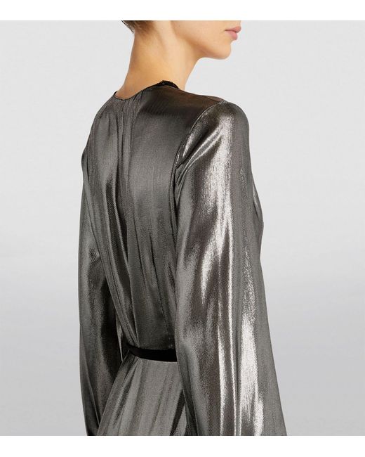Carine Gilson Black Silk-blend Metallic Long Robe