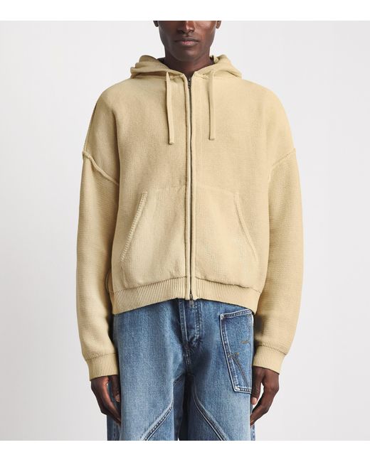 Picante Natural Knitted Reverse-Seam Senna Zip-Up Hoodie for men