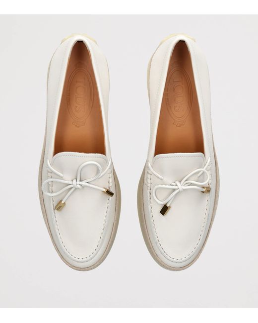 Tod's White Suede Laccetto Loafers 20