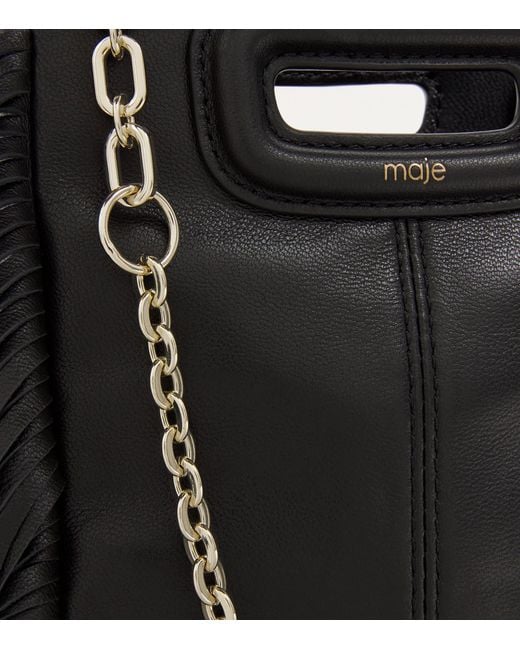 Maje Black Mini Leather 'M' Top-Handle Bag