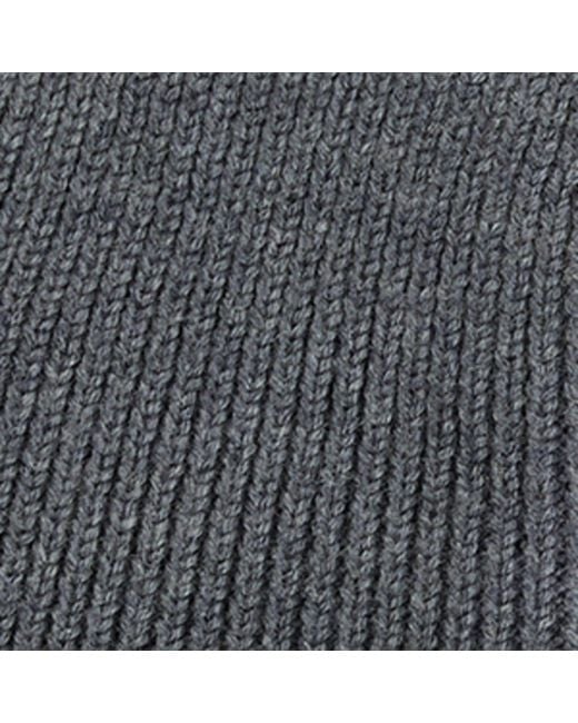 Boss Gray Virgin Wool Logo-Badge Beanie Hat for men