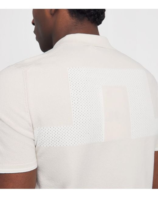 J.Lindeberg White Matheo Knit Golf Polo Shirt for men