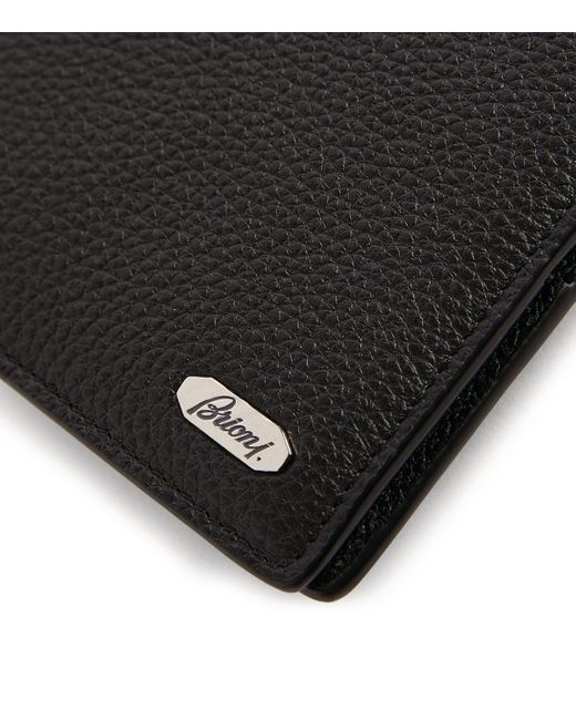 Brioni Black Leather Logo Plaque Wallet for men