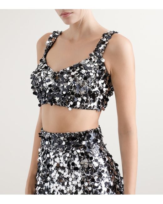 Dolce & Gabbana Black Embellished Sequin Crop Top