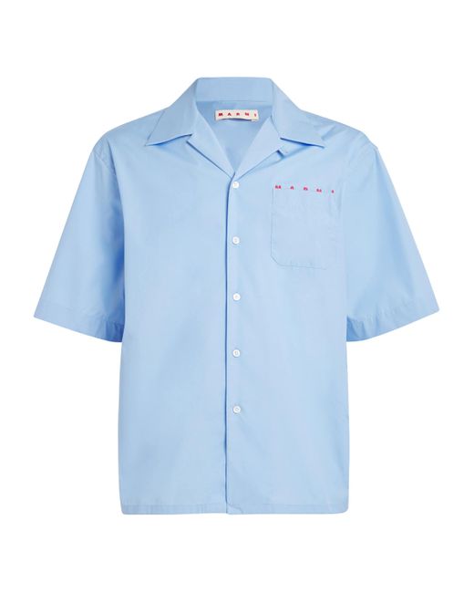 Marni Blue Cotton Poplin Short-Sleeve Shirt for men