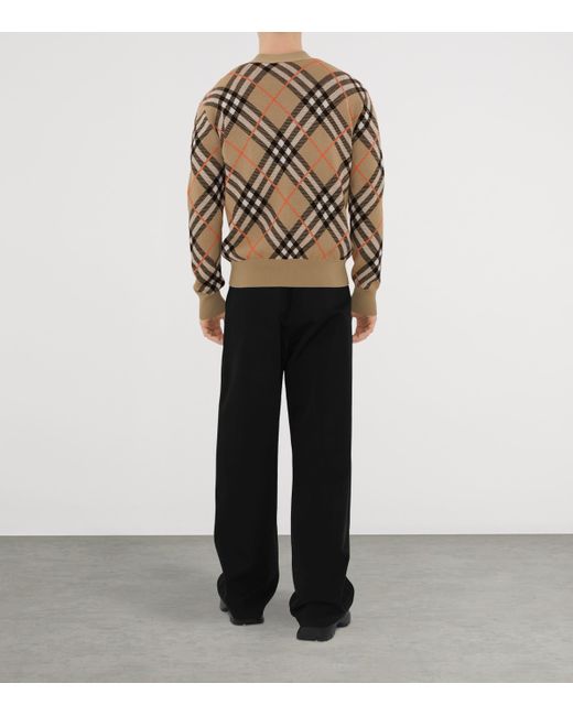 Burberry Brown Wool-Blend Check Cardigan for men