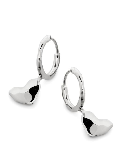 Monica Vinader Metallic Sterling Heart Drop Huggie Earrings