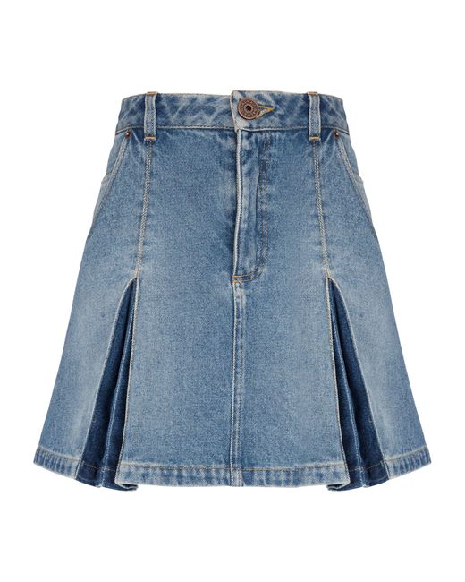 Balmain Blue Denim Mini Skirt