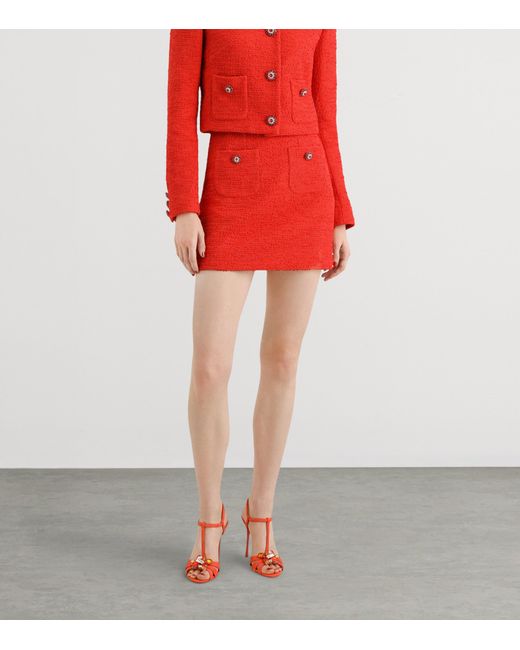 Dolce & Gabbana Red Tweed Mini Skirt