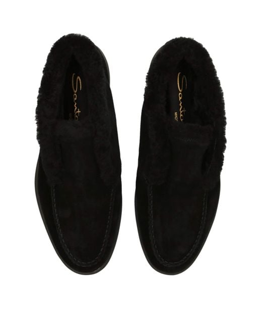 Santoni Black Suede Fortune Ankle Boots