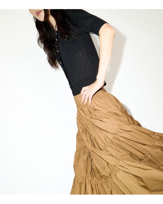 MAX&Co. Natural Taffeta Tiered Corolla Skirt