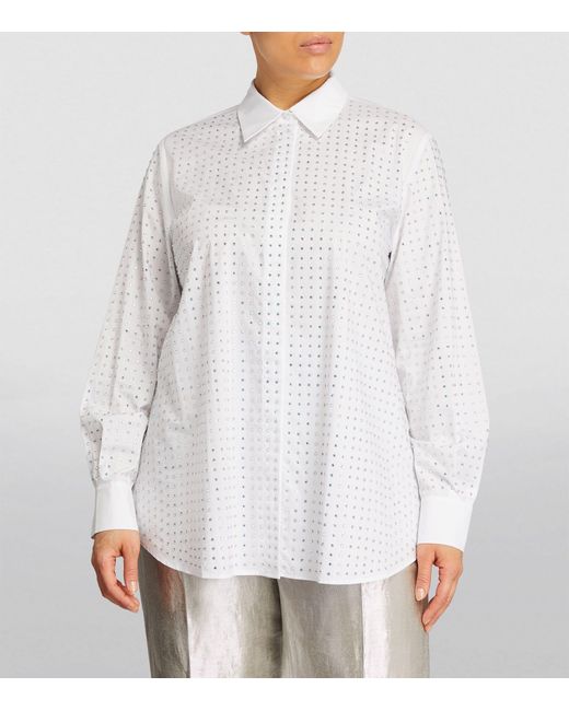 Marina Rinaldi White Cotton Embellished Shirt