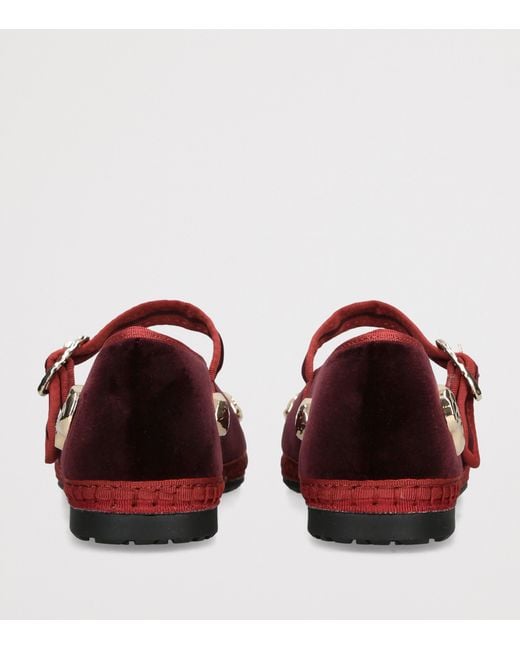 Flabelus Red Velvet Mae Pierre Mary Jane Flats